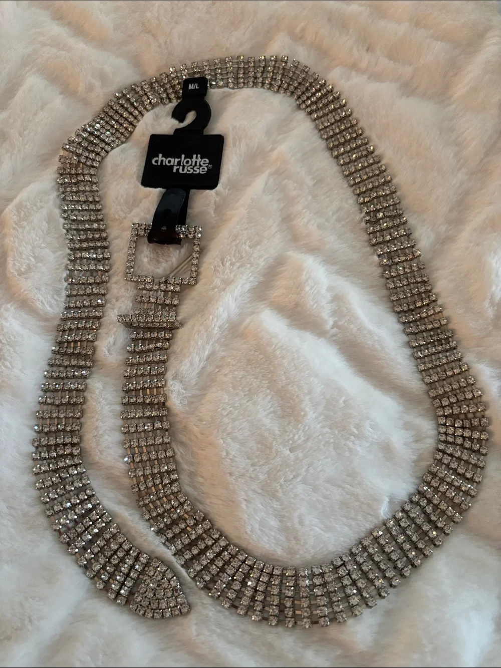 Charlotte Russe Silver Rhinestone Statement Belt NWT